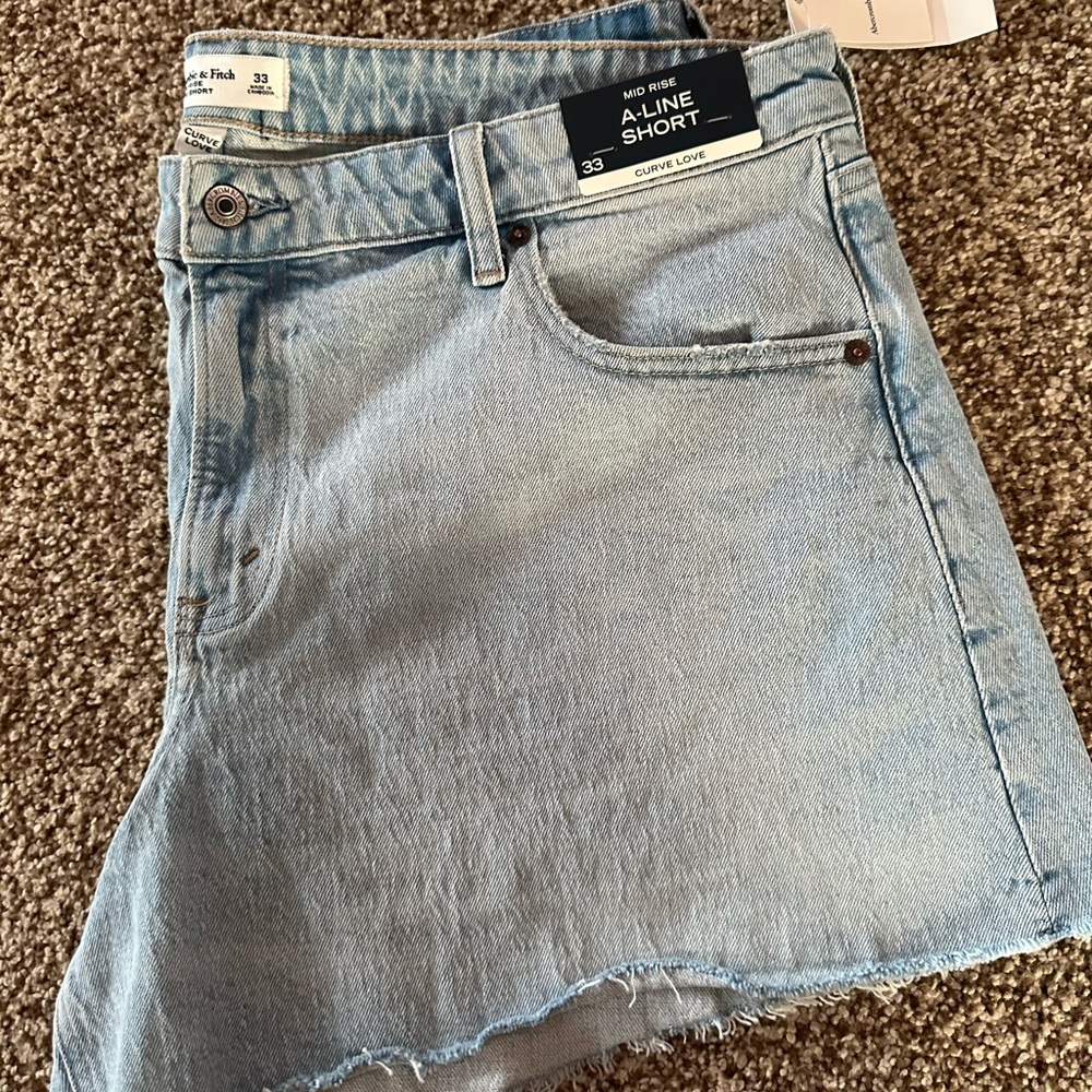 Abercrombie & Fitch Light Blue Denim A-Line Jean Shorts